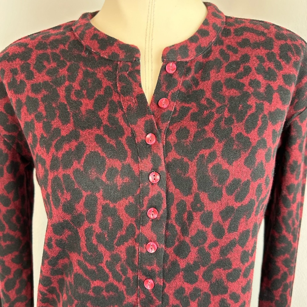 BEACH LUNCH LOUNGE Red Black Leopard Soft Long Sleeve Top NWT | Size XS - Picture 4 of 12